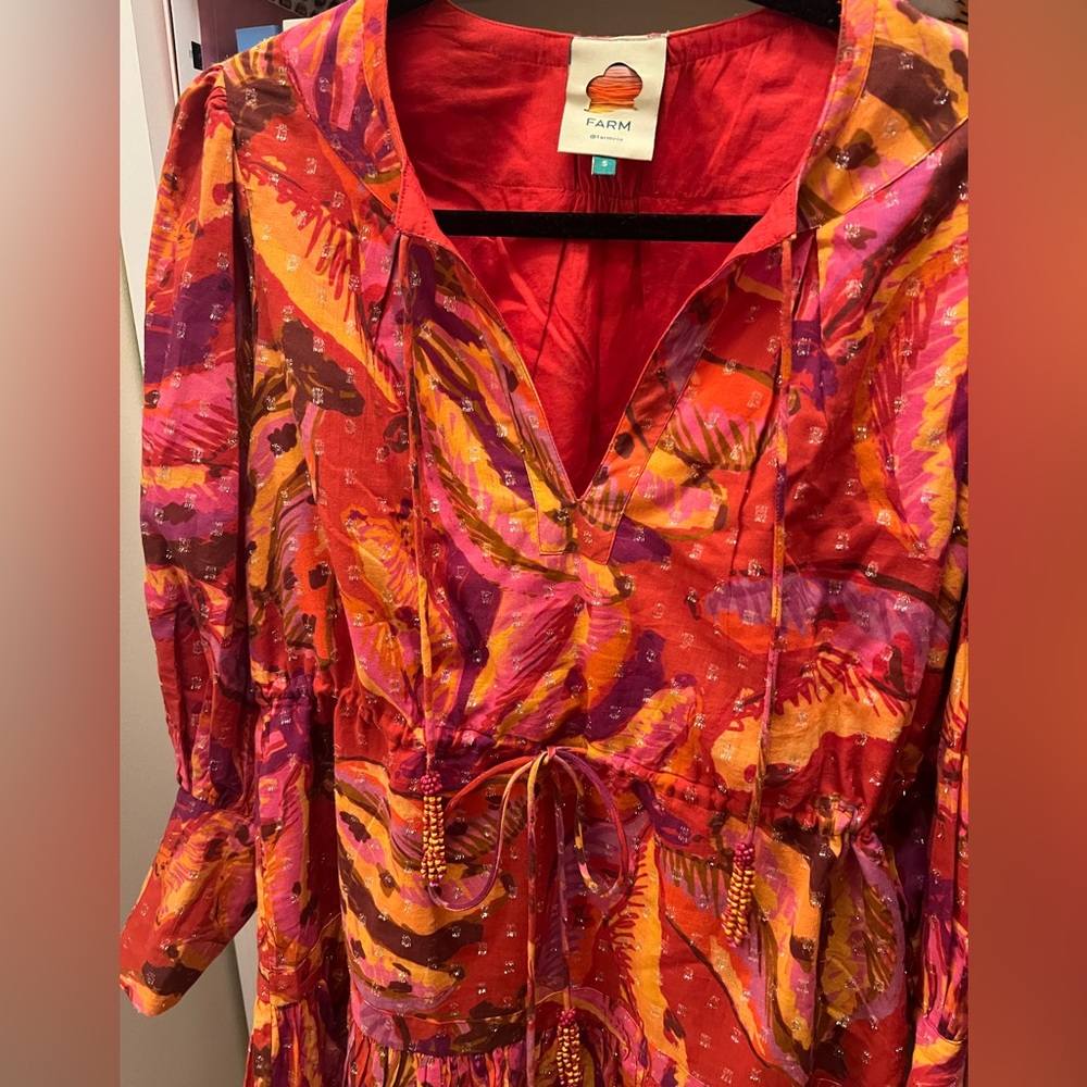 Farm Rio Red/Pink/Orange Banana Print Dress